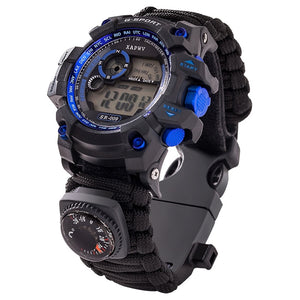 Emergency Watch with Night Vision Compass Thermometer 50M Waterproof