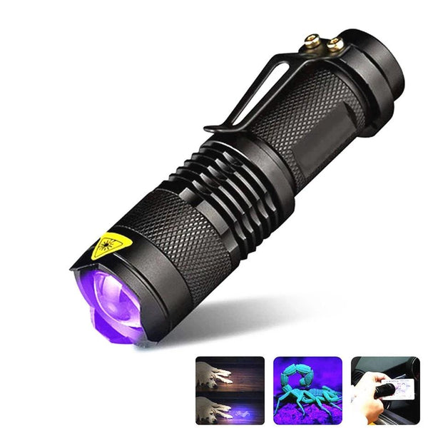 LED UV Flashlight Ultraviolet Torch With Zoom Function